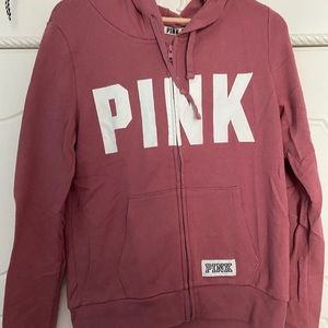 victoria secret pink red and silver hoodie